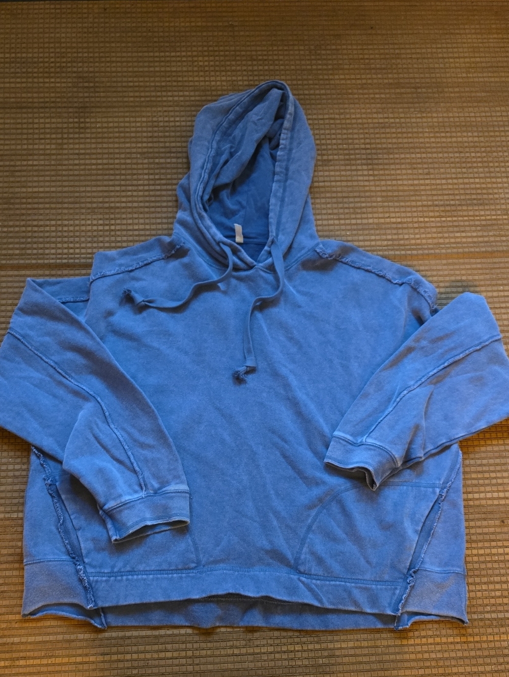 Free People FP Movement Oversized Boxy Super-Soft Pullover Pocket Hoodie Blue Lg